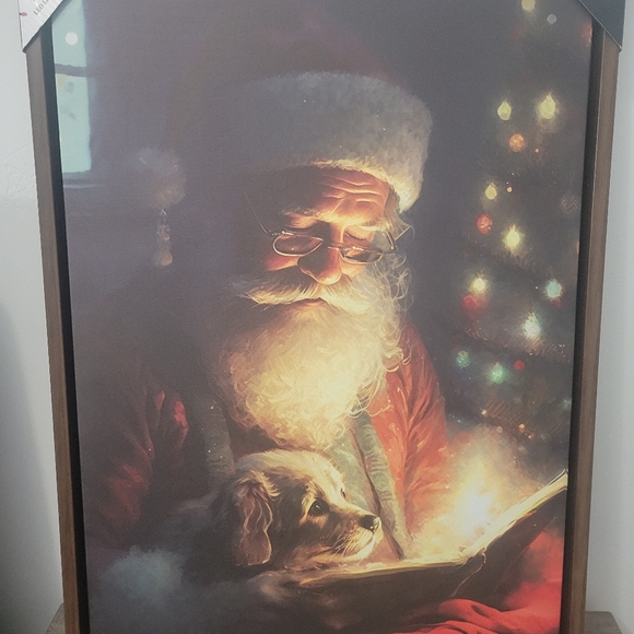 New Christmas Santa Light Up Canvas Wall Art Christmas Holiday Painting - Picture 2 of 8
